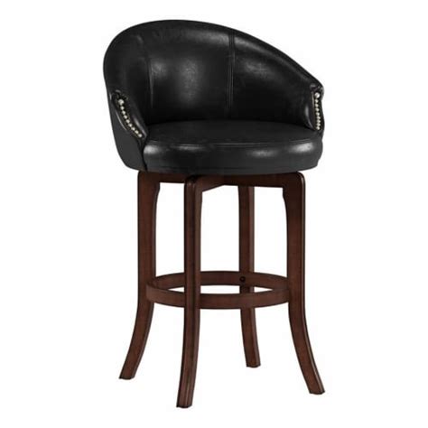 Bowery Hill 30 Faux Leather Swivel Bar Stool In Dark Brown Cherry 1