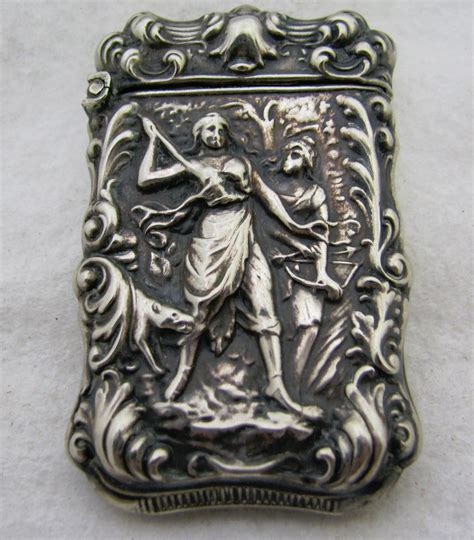 Antique Sterling Silver Art Nouveau Figural Lady Match Safe Antique Price Guide Details Page