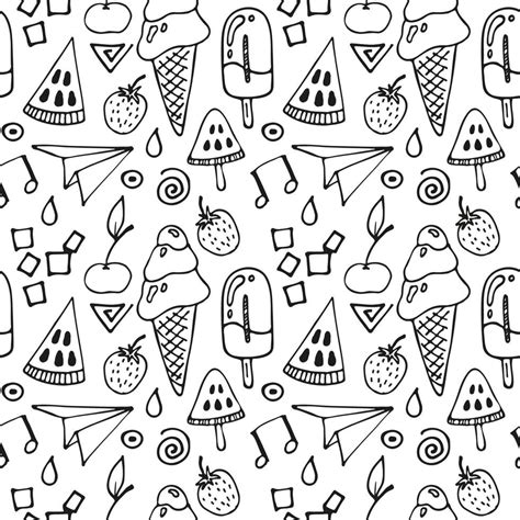 Vector Seamless Pattern Ice Cream Doodle Background 12996386 Vector