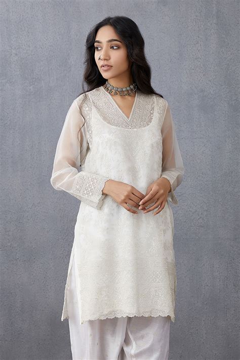 Buy Torani White Silk Organza Kurta Online Aza Fashions