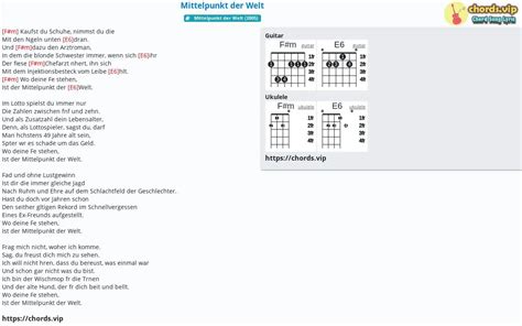 Hợp âm Mittelpunkt Der Welt Cảm âm Tab Guitar Ukulele Lời Bài