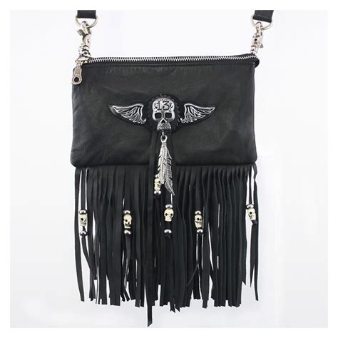 Handbag With Tassels And Skull