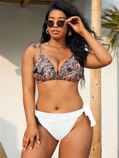 Shein Swim Curve Talla Grande Bottom De Bikini Con Cord N Lateral