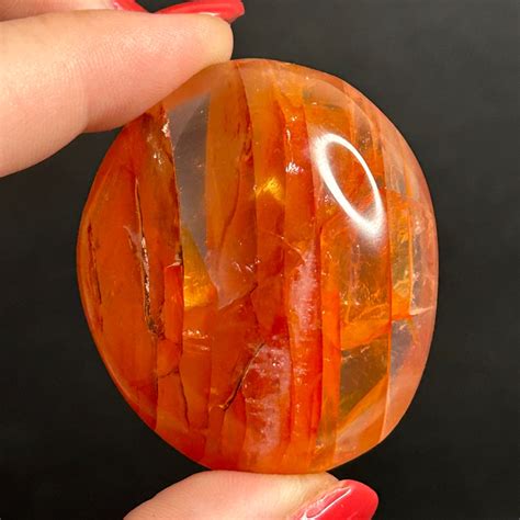 Fire Quartz Palm Stone Hematoid Quartz Palmstone Red Quartz Crystal