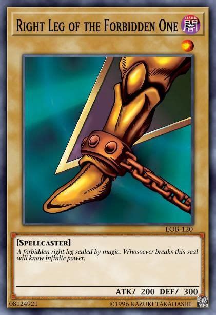 Right Leg Of The Forbidden One Yu Gi Oh Card Database Ygoprodeck In 2022 Yugioh Yugioh