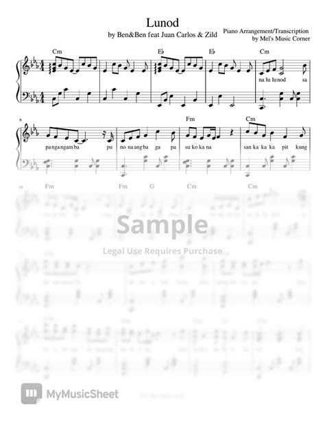 Ben Ben Lunod Piano Sheet Music Sheets By Mel S Music Corner