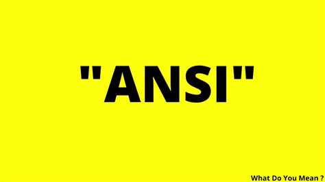 ANSI Full Form || What is ANSI ? - YouTube