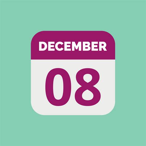 December 8 Calendar Date Icon 23202639 Vector Art at Vecteezy