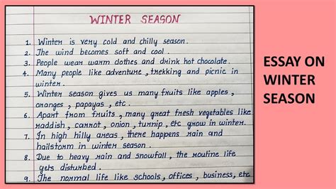 Write An Essay On Winter Season In English Short Essays Essay