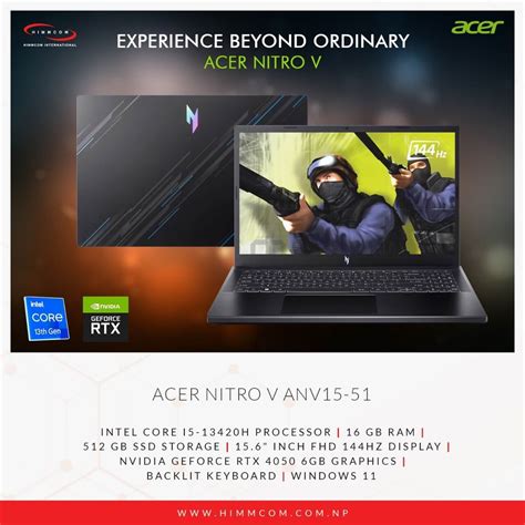 Acer Nitro V Anv I Laptop With I Processor Gb Ram Gb