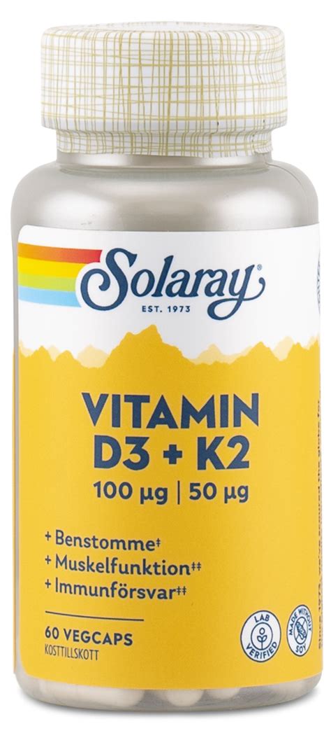 Solaray Vitamin D3 & K2 | Svensk Hälsokost