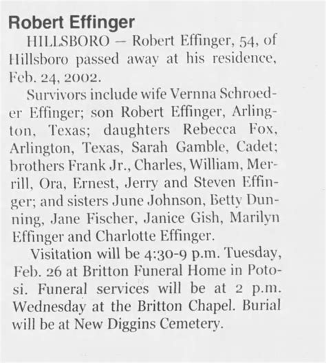 Obituary For Robert Effinger Aged 54 ™