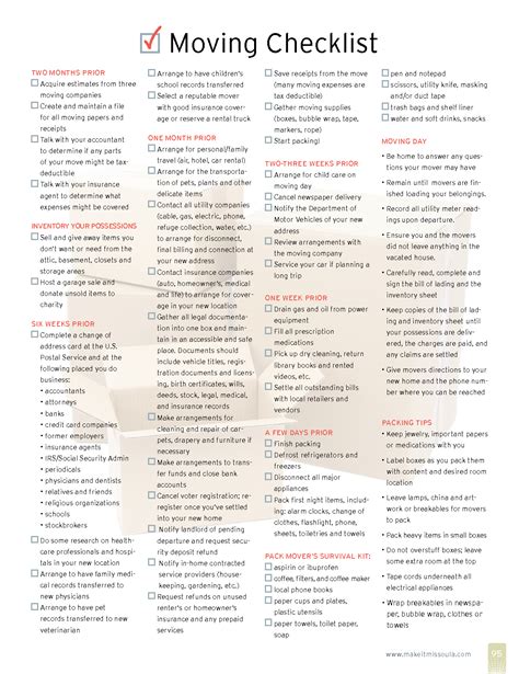 Free Printable Checklist For Moving House