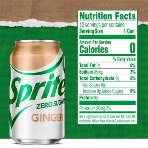 Sprite Ginger Zero Sugar Lemon Lime Diet Pop Soft Drink Soda Cans 12