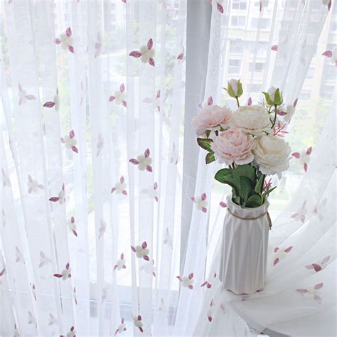 Pastoral White Gauze Velcro Curtain Gauze Curtain Embroidered Etsy