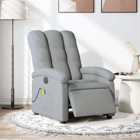 FAUTEUIL DE MASSAGE inclinable électrique gris clair tissu EUR 592 42