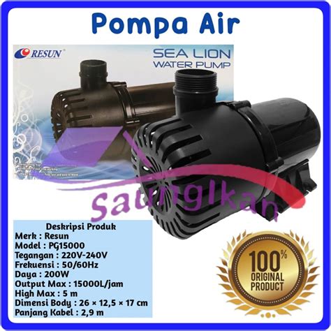 Jual Pompa Air Celup Power Head Kolam Hidroponik Resun Sea Lion Pg