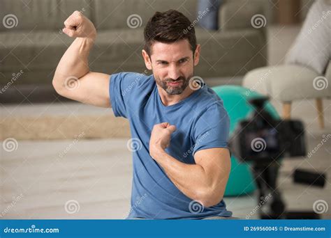 Young Handsome Man Showing Muscles Stock Image Image Of Young