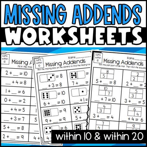 Missing Addend Worksheets Dominoes Part Part Whole And Equation