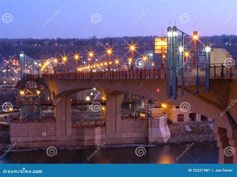 Wabasha Street Bridge at Night in Saint Paul Stock Image - Image of ...