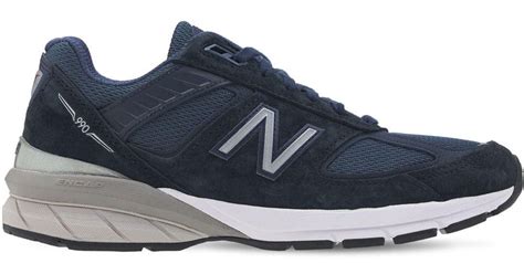 New Balance 990 V5 Suede And Mesh Sneakers In Navy Blue Lyst