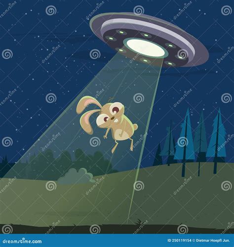 Funny Ufo Abduction Signs Vector Illustration