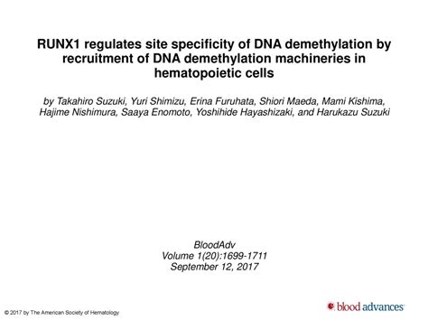 Runx Regulates Site Specificity Of Dna Demethylation By Recruitment Of