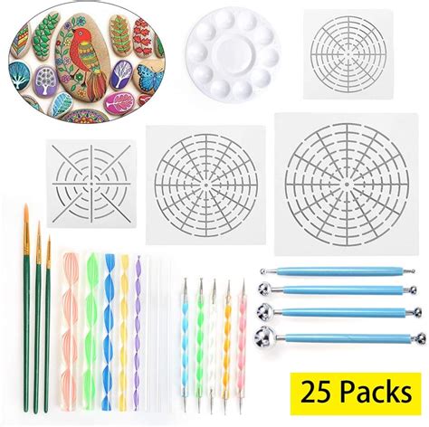 Lamptop 25pcs Mandala Dotting Tools Set Mandala Rocks Painting Kit