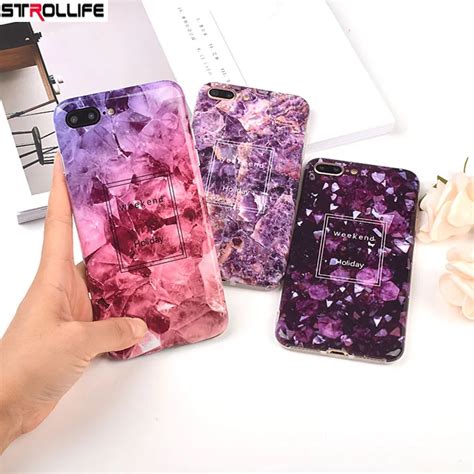 Fundas de teléfono de textura de mármol púrpura de lujo STROLLIFE para