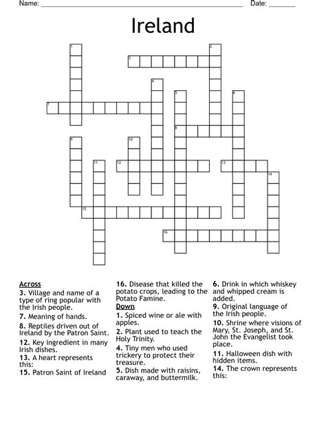 Ireland Crossword Wordmint