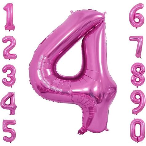 Ballons Rose Vif Numbre Pouces Grands Ballons Mylar Auto