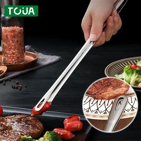 Inch Stainless Steel Barbecue Clip Food Tongs Grill Buffet Clamp