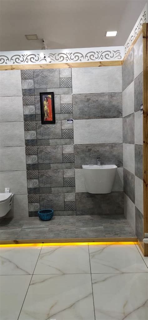 Glossy Gloss Kajaria Bathroom Wall Tiles Grey Colour Size X Cm