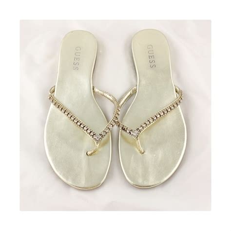 Guess Shoes Guess Gold Flip Flop With Crystal Straps Poshmark