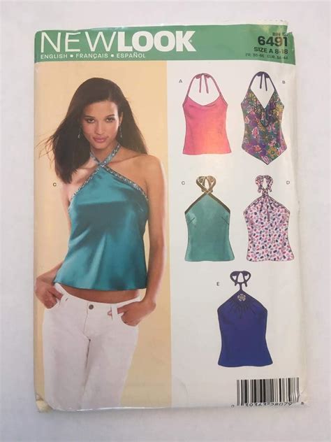 Amazon New Look 6491 Sewing Pattern Misses Halter Tops Size A