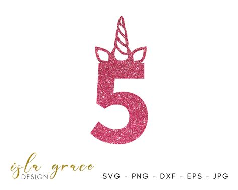 5th Birthday Unicorn Horn SVG 5th Topper 5th Decal Unicorn Etsy