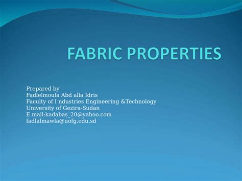 (PDF) FABRIC PROPERTIES