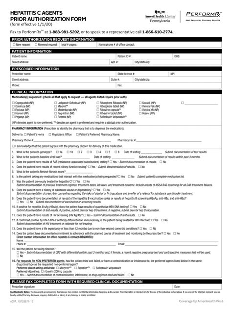 Fillable Online Hepatits C Agents Prior Authorization Form Pharmacy