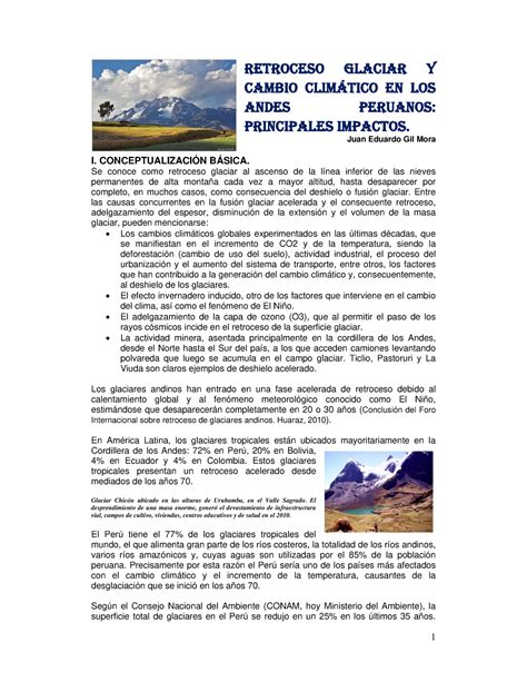 Retroceso glaciar y cambio climático en los andes peruanos principales