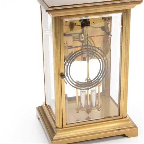 Ansonia Clock Co Glass Cased Brass Mantel Clock Ebth