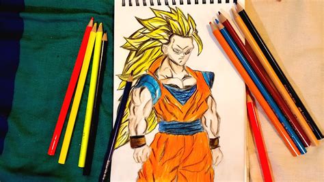 Goku Super Saiyan Drawing With Colour Pencils Dragon Ball Z Youtube