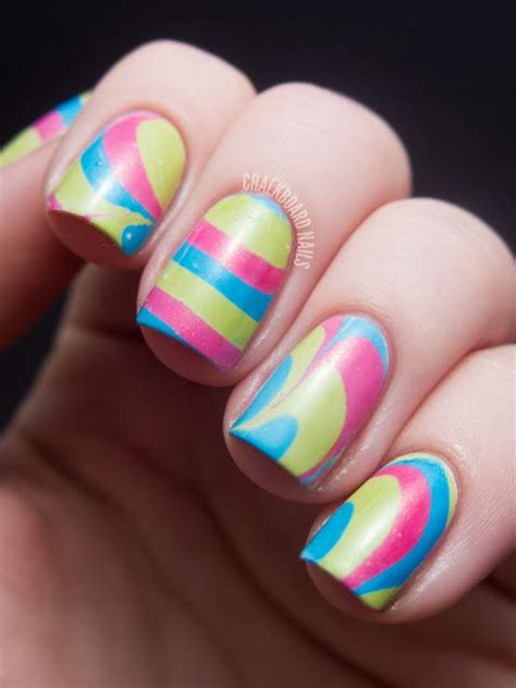 31DC2012 Day 20 Water Marble Nails Chalkboard Nails Nail Art Blog