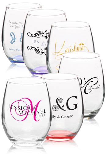 Personalized 9 Oz Arc Stemless Etched Wine Glasses C8832 Discountmugs Custom Stemless