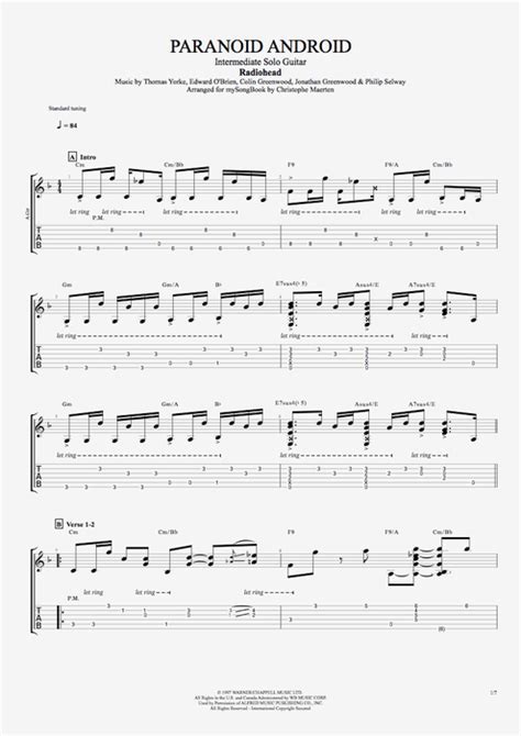 Paranoid Android Tab By Radiohead Guitar Pro Intermediate Solo