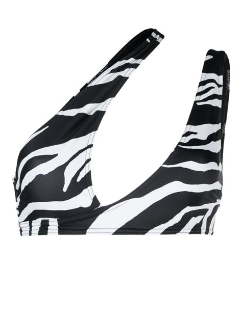 Stella Mccartney Zebra Print Cut Out Bikini Top Farfetch