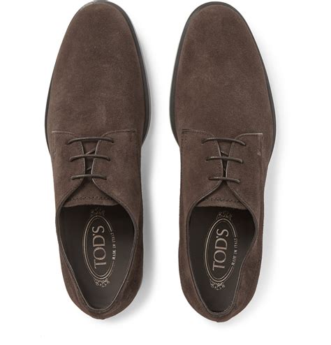 Lyst - Tod's Suede Derby Shoes in Brown for Men