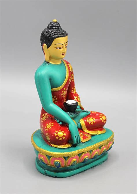 Face Painted Green Shakyamuni Buddha Resin Statue