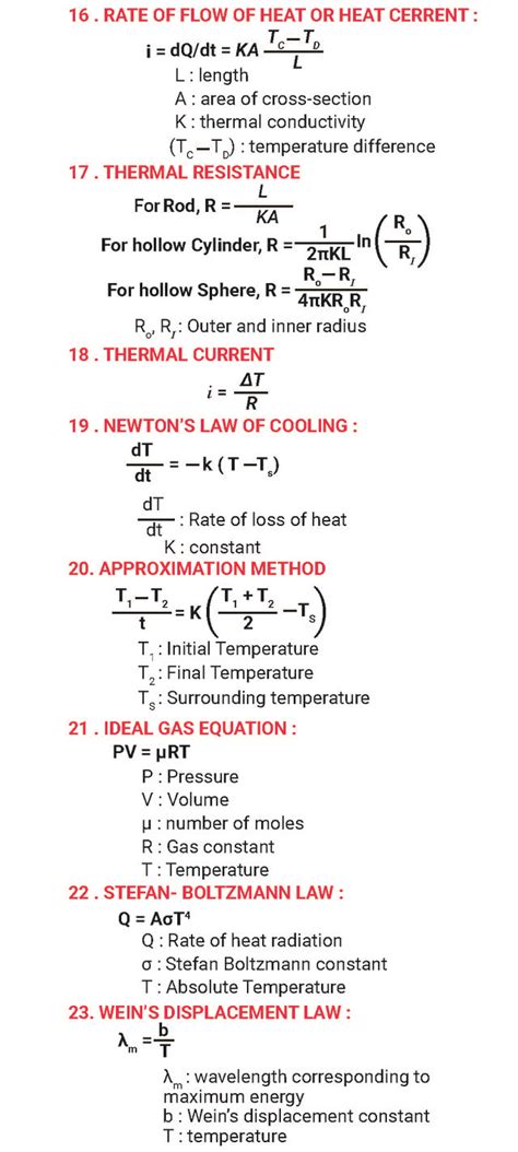 Thermal Properties Of Matter Formula Sheet