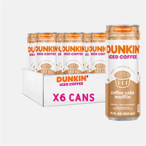 Dunkin Coffee Cake Muffin Iced Coffee 11 Fl Oz 6 Cans