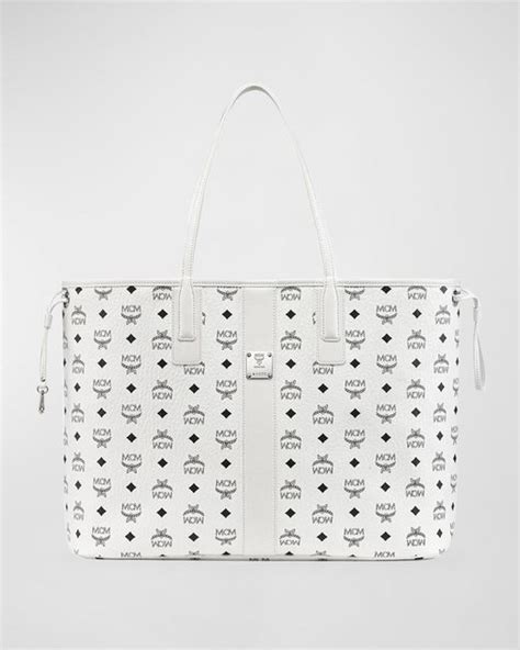 MCM Liz Large Reversible Visetos Shopper Tote Bag In White Lyst